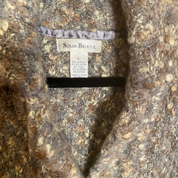 Susan Bristol Boucle Collared cropped textured Sweater cardigan Blazer size L - Picture 3 of 8